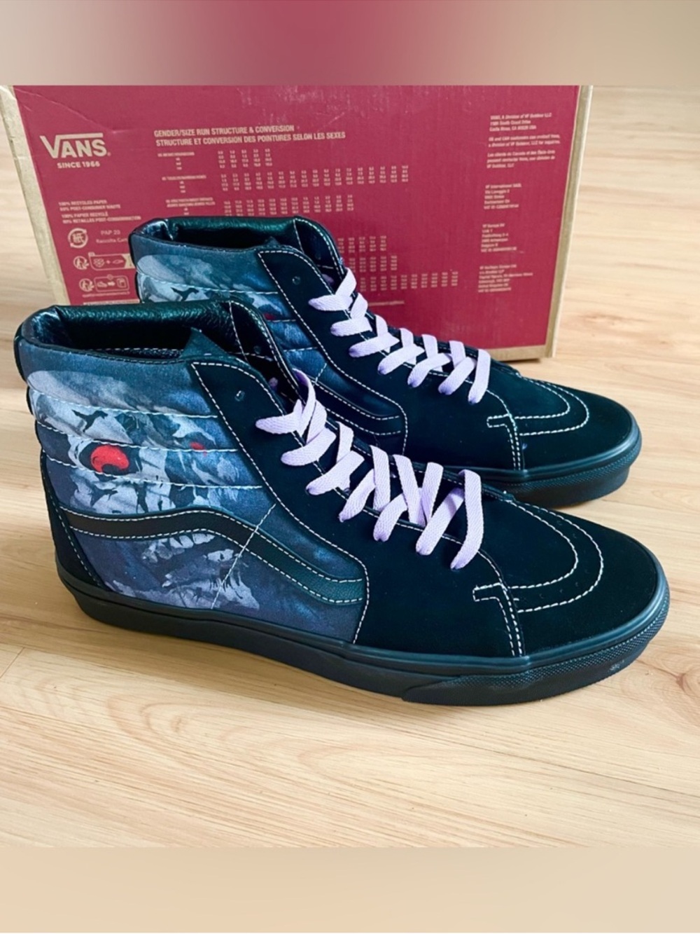 Vans SK8-Hi Midnight Shift Black Skull' Women 12.0 US Mens 10.5 US - Picture 9 of 13
